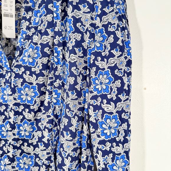 NWT J. Crew Blue V-Neck Tie Top in Floral Cotton-Blend Dobby Small CA589 New - Picture 8 of 16